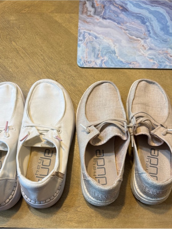 Hey Dude Shoes - Hey Dude Women’s Slip-On Sneakers in Light Beige and White